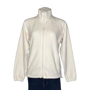 COLUMBIA Full Zip Fleece Sweatshirt Sweater Jacket White Womens Medium